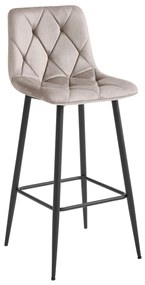 Ciemnobeżowe krzesło barowe NADO VELVET z czarnymi nogami