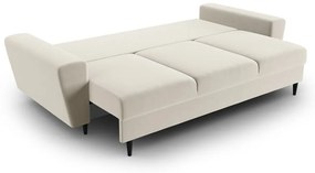 Beżowa aksamitna rozkładana/ze schowkiem sofa 235 cm Kyoto – Cosmopolitan Design