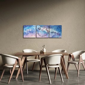 Obraz - Droga Mleczna, akwarela (z zegarem) (90x30 cm)