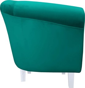Fotel Milo tkanina Welur wygodny fotel tapicerowany do salonu i sypialni : Kolor nogi - Biała, Kolor tkaniny - VELVET - MG20, Wysokość nogi - 15 cm