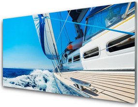 Panel Szklany do Kuchni Samotna Łódź na Falach