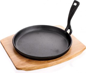 Żeliwna patelnia z odpinaną rączką i drewnianą deską 22cm F8-M39