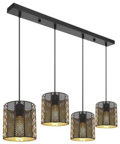 Globo 15450-4H - Lampa wisząca ABINY 4xE27/60W/230V złoto/czarny