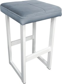 Hoker ALEX krzesło barowe tkanina Welur podstawa metalowa : Kolor Stelaża - Biały, Kolor tkaniny - VELVET - BL06, Wysokość - 75 cm