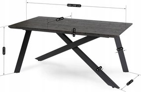 Stół Prostokątny Rozkładany HAMILTON 160-200 cm Czarny Nowoczesny Loft