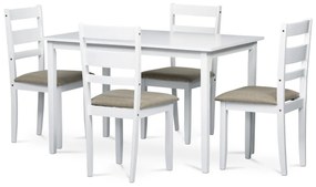 Zestaw jadalniany z litego drewna z 4 krzesłami,120 x 75 x 75 cm, biały