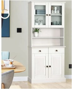 Biała witryna z litego drewna sosnowego 181x34 cm Mille – Støraa