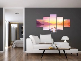 Obraz zakochanych łabędzi (125x70 cm)