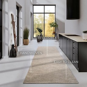 Beżowy chodnik z mieszanki wełny tkany ręcznie 80x200 cm Pradesh Linen White – Elle Decoration