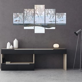 Obraz - Lis w zimowym krajobrazie (125x70 cm)