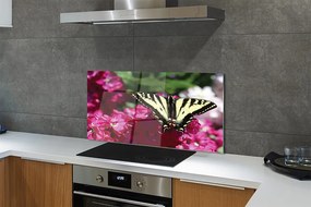 Panel Kuchenny Szklany Motyl na Łące Kwiatowej