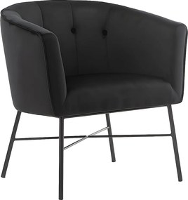 Fotel typu kabriolet FAKART z weluru – kolor czarny