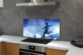 Szklany Panel Piłkarz w Blasku Neonów