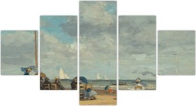 Obraz - Eugène Boudin, Beach  at Trouville, reprodukcje (125x70 cm)