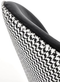 Krzesło biało czarne, tapicerowane, oparcie pepitka K478