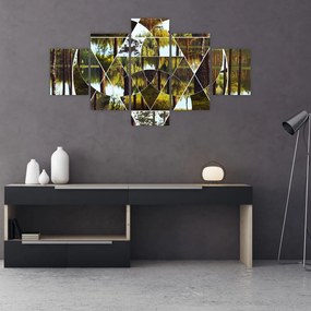 Obraz - Geometryczny kolaż na tle nordyckich lasów (125x70 cm)