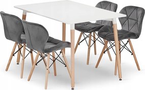 Zestaw prostokątnych stołów Valora YURO w kolorze białym i szarym do jadalni x4
