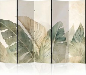 Parawan pokojowy 5-częściowy 225x172 Dwustronny dekoracyjny japandi botaniczny Tropikalna Cisza
