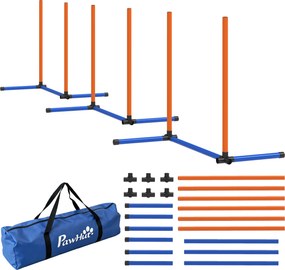 PawHut Zestaw Agility dla psów 3-częściowy zestaw Agility ze słupkami slalomowymi torba transportowa zestaw treningowy dla psów wszystkich rozmiarów Pomarańczowy | Aosom PL