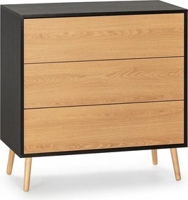 Komoda Colummn Apolo 3 szuflady Kolor Czarny/Drewno