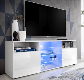 Szafka RTV ze szklanymi półkami T38 fronty w wysokim połysku