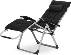 Regulowany leżak ogrodowy, składany, z poduszką Corsica 009, czarny