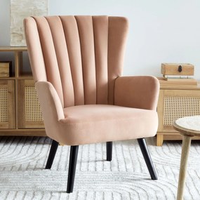 Welurowy fotel w stylu skandynawskim Mills, nóżki czarne