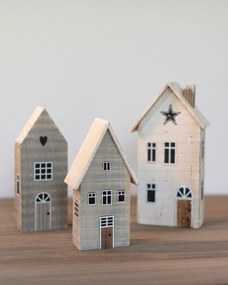 Dekoracja Snow House 19cm white grey
