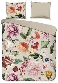 Beżowa pościel dwuosobowa z satyny bawełnianej 200x220 cm Fiori – Descanso