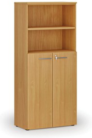 Szafa biurowa kombinowana PRIMO WOOD, drzwi na 3 poziomach, 800 x 420 x 1781 mm, buk