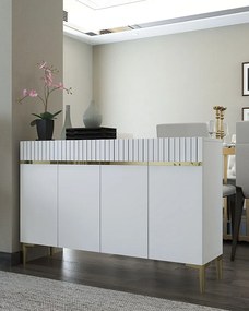 Komoda – 120 cm x 80 cm – biało-złota – płyta wiórowa pokryta melaminą