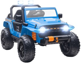 AIYAPLAY Pojazd elektryczny dla dzieci, akumulator 12V, z fotelem rodzic-dziecko, zdalnie sterowany, muzyka, klakson, światła LED, 3-8 lat, niebieski