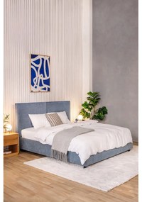 Niebieskie tapicerowane łóżko dwuosobowe ze schowkiem i stelażem 160x200 cm Myra Bold – Bonami Selection