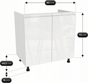Zestaw Mebli Kuchennych MODERN 170 cm Dąb Artisan/Biały Połysk Ryflowany Nowoczesny