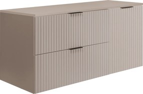 Zestaw łazienkowy: szafka z szufladami i szafka z drzwiami 57×46×120 cm, kolor: kaszmir / blat kaszmir, uchwyt czarny