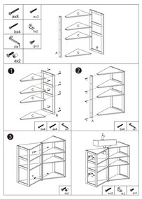 Półka łazienkowa narożna Lab'n Modul, 3 poziomy, 80 cm