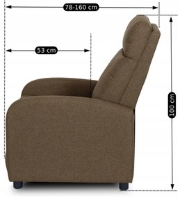 Fotel Rozkładany Wypoczynkowy z Podnóżkiem DANNY Brązowy Nowoczesny