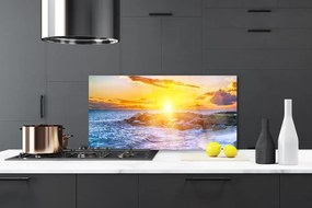Panel Szklany Ognisty Zachód nad Morzem