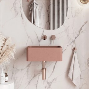 Umywalka betonowa wisząca / nablatowa prostokątna bez otworu na baterię 45 x 30 cm BESENI | różne kolory : Kolor - Ceglasty, Typ montażu - podwieszana