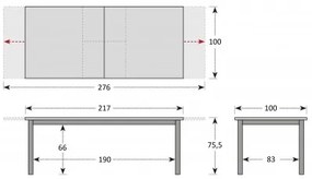 EXPERT - stół ogrodowy rozkładany aluminiowy 220/280 x 100 x 75cm