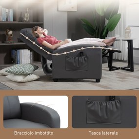 HOMCOM fotel masujący z pilotem i 8 programami, regulowany fotel z podnóżkiem, 68x88x98cm, szary | Aosom PL