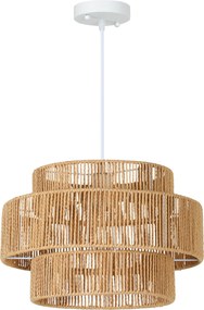 HOMCOM Lampa wisząca, abażur trójwarstwowy, metal, sznur lniany, Jasnobrązowy