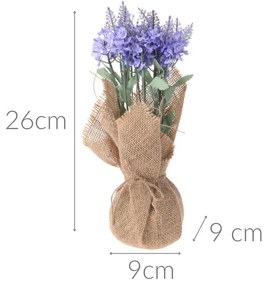 Sztuczne kwiaty w doniczce jutowej, 26 cm