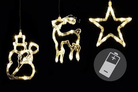 Świąteczna dekoracja na okno- gwiazda, bałwan, renifer, LED