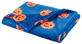 Niebieski/pomarańczowy koc z motywem Halloween z mikropluszu 130x170 cm Halloween Pumpkins – Catherine Lansfield