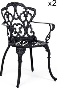 Zestaw 2 antracytowych krzeseł aluminiowych z podłokietnikami - VICTORIA