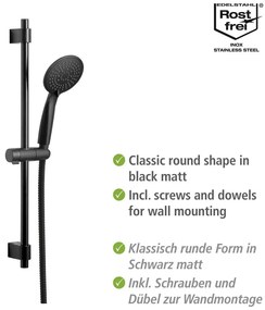 Czarny zestaw prysznicowy ze stali nierdzewnej 66 cm Young – Wenko