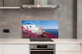 Panel szklany do Kuchni Kwiatowy Zakątek nad Morzem