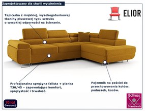 Żółty rozkładany narożnik sztruksowy A5-C99