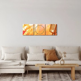 Obraz - Mikrofon retro (z zegarem) (90x30 cm)